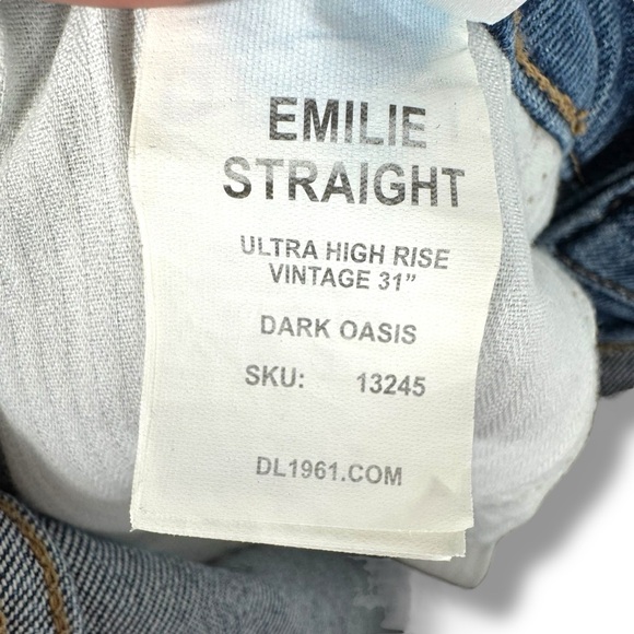 DL1961 Emilie Straight Ultra High Rise Vintage 31" Jeans, Dark Oasis, Size 30 - Picture 12 of 15